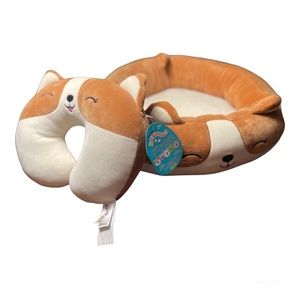 Brand new with tags, corgi Squishmallow pet bed and neck pillow.